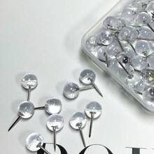 50pcs Transparent Round Head Push Pins Standard Thumbtacks For School, Office, And Photo Display - Clear - View 4