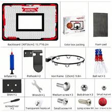 1 bộ rổ bóng rổ màu đỏ có thể tháo rời (1 quả bóng + 1 máy bơm hơi), đồ chơi thể thao trong nhà và ngoài trời, lý tưởng làm quà tặng Giáng sinh/Halloween - Đỏ - Xem 9