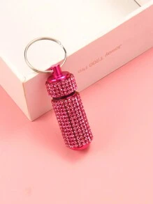 1 علبة أقراص لامعة محمولة، حاوية أقراص للسفر، زجاجة مزينة بالراين ستون مقاومة للماء، حامل أقراص صغير مع سلسلة مفاتيح، علبة تخزين أقراص صغيرة جميلة للخارج والمدرسة والسيارة، إكسسوارات حقيبة جوثيك Y2K، أشرطة رقبة مع حامل بطاقة هوية، إكسسوارات سيارة، تميمة حقيبة - متعدد الألوان - مشاهدة 8