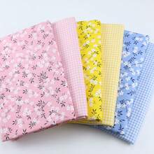 6 件/批 乡村花卉系列印花布 DIY 手工布 清新花卉几何网格设计斜纹布绗缝拼布团体床上用品 四分之一捆布块缝纫剪贴簿布 Tecidos - 彩色 - 查看 3