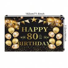 30/50/60/80歲生日背景，金色和黑色快樂生日派對裝飾橫幅，適用於女士和男士攝影用品背景，生日裝飾/1片/乙烯基 - 彩色 - 查看 9