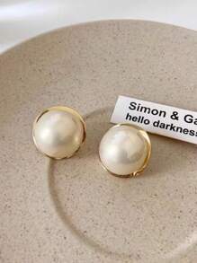 1 Đôi Cổ Điển Nửa Vòng Tròn Ngọc Trai Giả Bông Tai, Đeo Hàng Ngày Cặp Đôi Trang Sức Phong Cách Đơn Giản Và Tươi Mới Phụ Kiện - Vàng - Xem 4