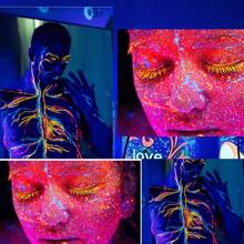 6色螢光粉末 - 螢光丙烯酸雲母粉，環氧樹脂染料發光顏料粉末，螢光黑光UV顏料，安全和持久適用於美術、DIY藝術、環氧樹脂顏料、DIY工藝和主題派對的使用 - 紫色 - 查看 7