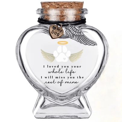 Minnesflaska för husdjurshår, minnessak för husdjurspäls, minnesmärke för husdjurshår, minneslåda för aska för husdjur
