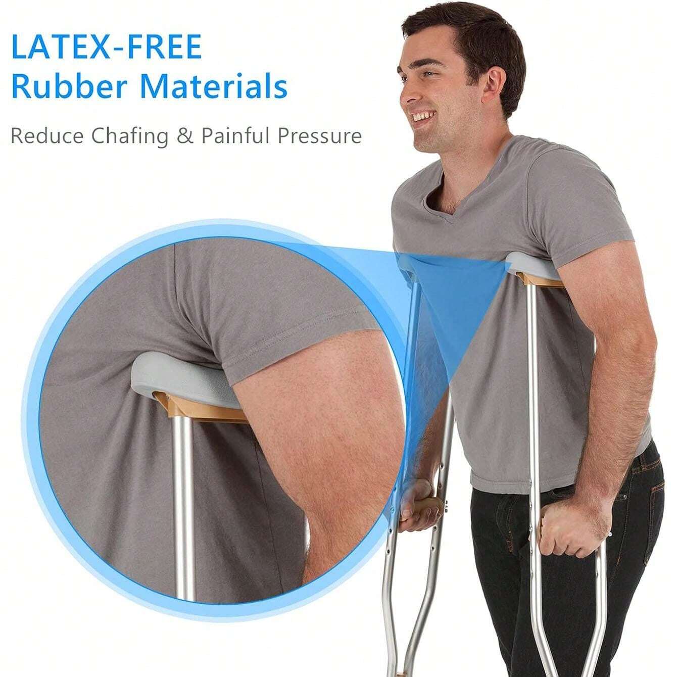 Replacement Crutch Pads, Walking Arm Crutch Pads, Handles And Foot Caps For Standard Aluminum