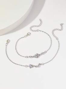 2pcs Moon& Star Matching Couple  Copper Bracelet Set For Couple, Best Friend, Gift For Her/Him - Silver - View 5