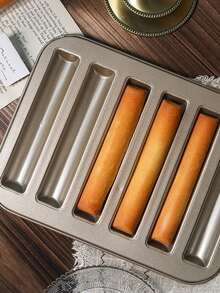 Japanese Non-Stick Finger Biscuit And Cake Mold, Madeleine And Eclair Baking Pan Set For Home Use, 6-Cavity - 6-piece Fenanger Baking Tray, Gold - View 9