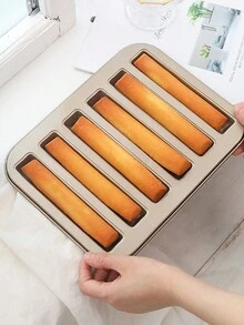 Japanese Non-Stick Finger Biscuit And Cake Mold, Madeleine And Eclair Baking Pan Set For Home Use, 6-Cavity - 6-piece Fenanger Baking Tray, Gold - View 6