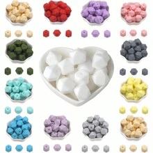 20顆 14mm 六角形矽膠散珠吊飾，適用於項鍊、手鍊 DIY 手作、鑰匙圈製作配件 - 珠 - 查看 3