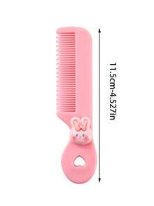 1 件装马卡龙风格儿童梳子，最新日本可爱卡通动物设计（兔子、猫、小鸡、熊）可爱便携梳子，适合婴儿和学生，送给朋友的礼物 - 彩色 - 查看 2