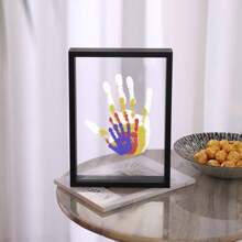 Marco de fotos transparente DIY de huellas de manos para la familia, recuerdo artístico con múltiples huellas de manos - Multicolor - Ver 12