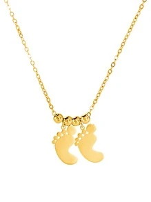 1入個性化不銹鋼足印定制吊墜項鍊，極簡設計珠寶飾品配名字，特殊含義，家庭紀念禮物 - 金黃色 - 查看 11