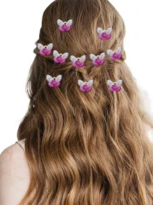 20 件和 10 件闪亮发型设计配件，婚礼派对摄影水钻和人造珍珠花发夹，发型配件定位针，发夹固定针，婚礼花束固定针 - 查看 1