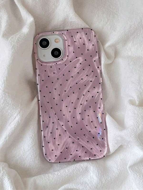 1pc Fashionable Transparent Glossy Polka Dot Print Phone Case, Compatible With Apple And Series Waterproof Shockproof Anti-Fall Scratch Resistant