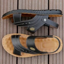 2024 New Summer Men's Dual-Use Comfortable Soft-Sole Sandals, Genuine Leather Beach Shoes, Cowhide Casual And Versatile Large Size Men's Shoes - Black - View 2