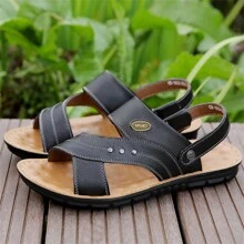 2024 New Summer Men's Dual-Use Comfortable Soft-Sole Sandals, Genuine Leather Beach Shoes, Cowhide Casual And Versatile Large Size Men's Shoes - Black - View 1