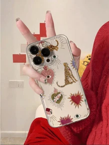 1个虎眼图案TPU软壳，兼容 15 Pro Max、14 Plus、13 Pro Max、12、11、7G、7P、IX、XR、XS Max - 彩色 - 查看 3