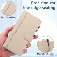Leiks Durable PU Leather Phone Case Zipper Wallet With Cards Holder Cover Phone Case For Women With Removable Wrist Strap Compatible With IPhone Samsung Pixel Redmi