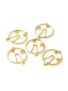 5pcs Cat Border Resin Molds, Silicone Geometric Hollow Metal Frame Bezel, Epoxy Resin Molds Pendant For DIY Jewelry Making - Yellow Gold - View 8