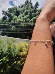 Pulseira Ponto De Luz Feminina Zircônia Branca Prata 925