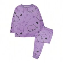 Pusheen Girls All-Over Print Long Pyjama Set (Purple) - Purple - View 1