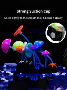 發光效果人工蘑菇水族箱植物裝飾，水族箱景觀花盆裝飾，花園裝飾 - 彩色 - 查看 3