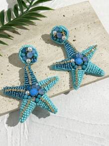 Hawaiian Beach Ocean Style Earrings Handmade Beaded Drop Earrings Shell Starfish Lobster Conch Women Earrings Mom Gift Christmas Thanksgiving Halloween Wedding Rave/Prom/Party/Daily/Beach Accessories Gift For Anniversary Valentine's Day Boho Jewelry Birthday Bridesmaid Gifts
