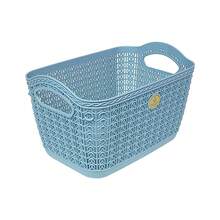 paquete de 2 canastas medianas tipo Mitril organización hogar almacenamiento multiusos resistentes diseño moderno cesta ropa juguetes baño cocina estantería portátil funcionalidad - Azul - Ver 2