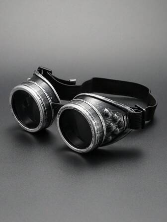 Occhiali rotondi neri in stile steampunk unisex, occhiali decorativi per il ruolo, occhiali da gotico per cosplay, palcoscenico, festa, Ognissanti, accessori da spiaggia per l'estate, vacanza, all'aperto, viaggio