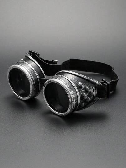 Unisex Black Round Steampunk Glasses, Role-Playing Decorative Glasses, Gothic Goggles For Cosplay, Stage, Party, Halloween Beach Accessories Glasses Shades For Summer Beach Vacation,Outdoor,Travel