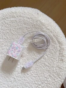 Set de 5 piezas de San Valentín: Funda para teléfono + Funda protectora de cable de datos, con estampado de corazones de colores, funda protectora de carga rápida compatible con iPhone 7/8/7+/8+/X/XS/XR/XS Max/11/11 Pro/11 Pro Max/12/12 Pro/12 Pro Max/12 Mini/13/13 Pro/13 Pro Max/13 Mini/14/14 Pro/14 Plus/14 Pro Max/15/15 Pro/15 Plus/15 Pro Max/16/16 Pro/16 Plus/16 Pro Max - Multicolor - Ver 3