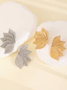 1 Paire De Boucles D'oreilles Pendentifs Créatives Et Chics En Forme De Feuilles De Ginkgo Avec Texture D'écorce D'arbre Pour Un Usage Quotidien Pour Les Femmes