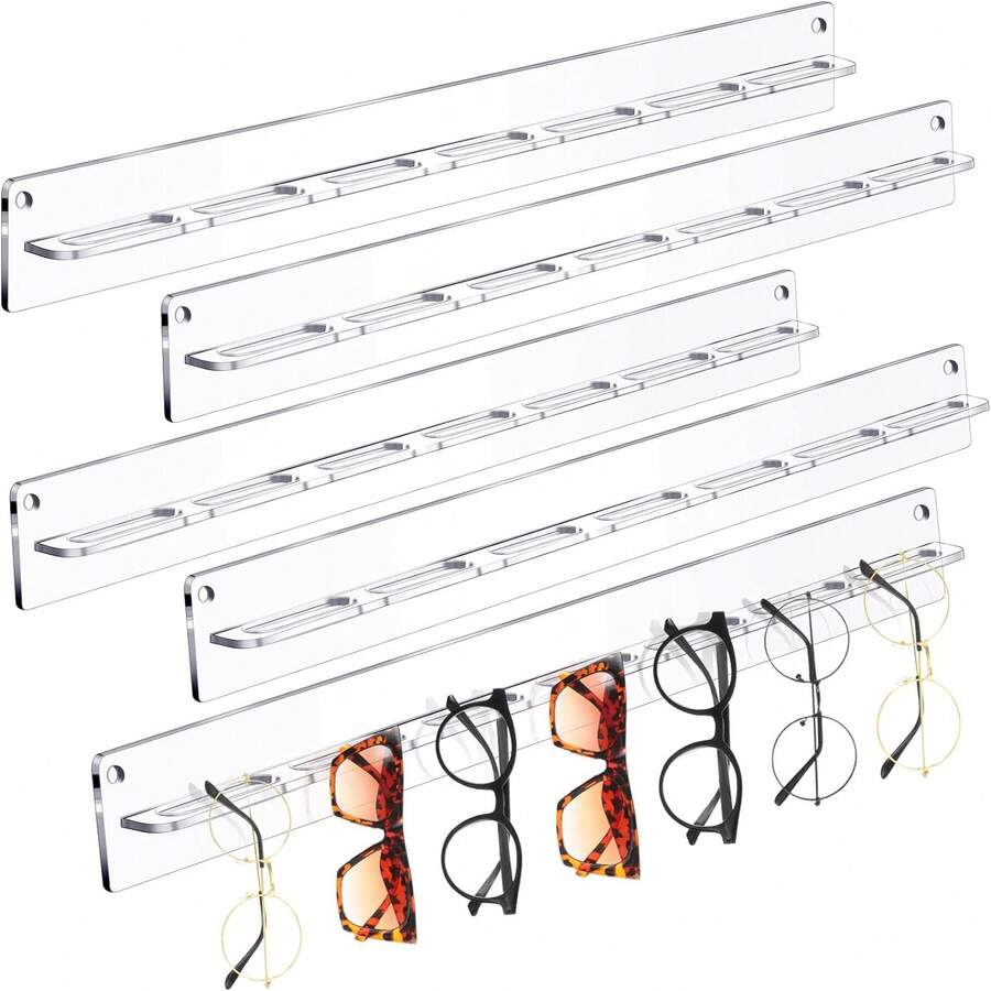 1 Pack Acrylic Sunglasses Organizer Storage Wall Mounted Eyeglasses Holder Hanging Eyewear Display Rack Hanger For Entryway Shelf (Clear) Jewelry Organizer Rack - Clear - View 1
