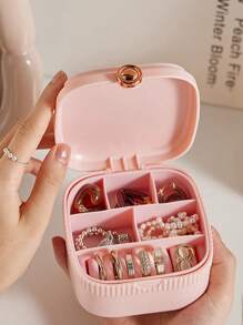 1pc Korean Style Jewelry Box With Mirror, Multi-Layered Portable Organizer For Necklaces, Earrings, Rings, And Other Accessories