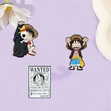 ONE PIECE Juego de 3 piezas de broches de personajes de dibujos animados de la serie ONE PIECE, pasadores de solapa esmaltados elegantes como accesorios de joyería para mochila, camisa y regalo