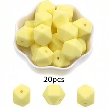 20顆 14mm 六角形矽膠散珠吊飾，適用於項鍊、手鍊 DIY 手作、鑰匙圈製作配件 - 珠 - 查看 18