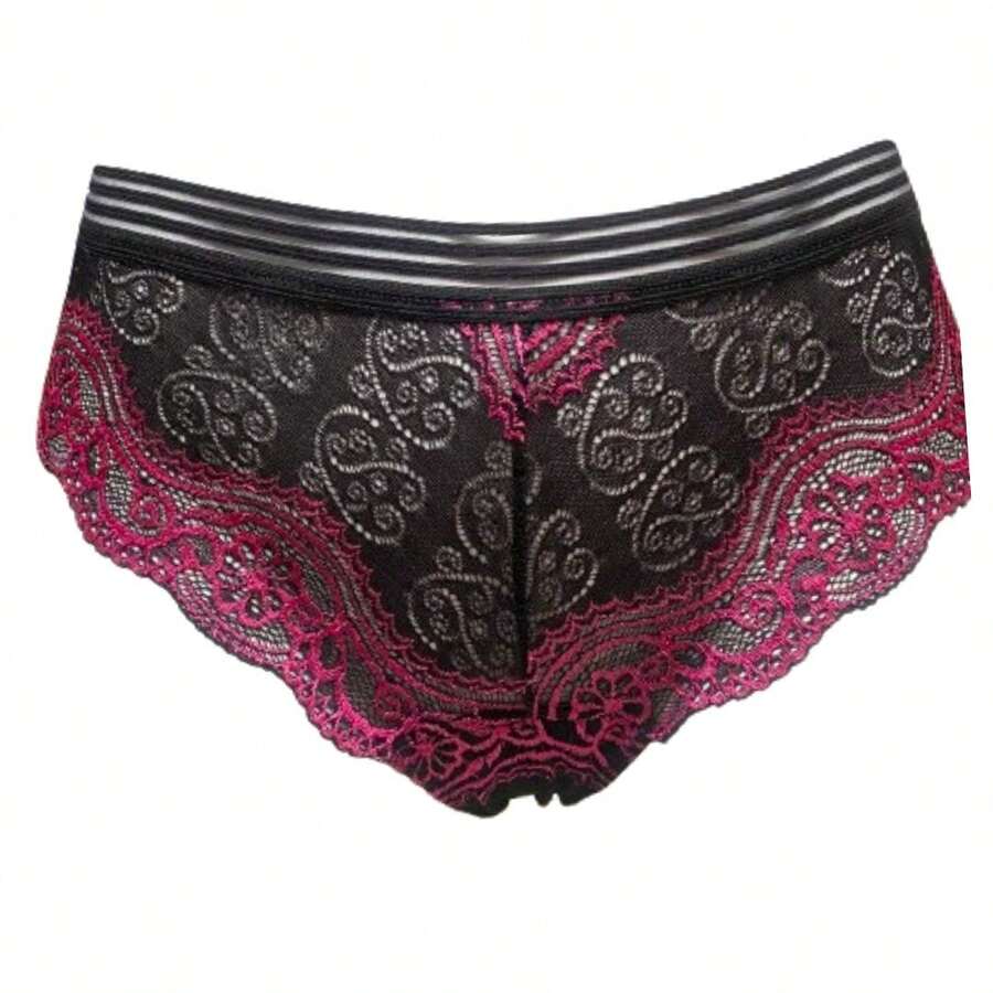 4 piezas de calzones para mujer de encaje bordado. - Rosa - Ver 1