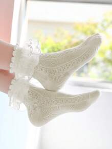 5 Paar Mädchen Lässig Mesh Socken mit gerüschtem Rand, atmungsaktive durchsichtige Socken, geeignet für den täglichen Gebrauch oder zum Kombinieren mit Prinzessinnenkleidern