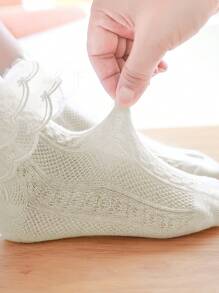 5 Paar Mädchen Lässig Mesh Socken mit gerüschtem Rand, atmungsaktive durchsichtige Socken, geeignet für den täglichen Gebrauch oder zum Kombinieren mit Prinzessinnenkleidern