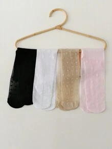 4 piezas de mallas de danza ultra delgadas con estribos, leggings elásticos adecuados para niñas - Multicolor - Ver 7