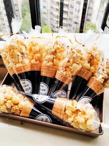 圓錐形糖果包裝袋，50/100入清晰爆米花包大量5x10英寸玻璃紙巾包帶扭結小三角形塑料錐形袋，適用於禮物贈送、個人份量、派對糖果小吃包裝 - 無色 - 查看 4