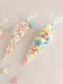 圓錐形糖果包裝袋，50/100入清晰爆米花包大量5x10英寸玻璃紙巾包帶扭結小三角形塑料錐形袋，適用於禮物贈送、個人份量、派對糖果小吃包裝 - 無色 - 查看 7