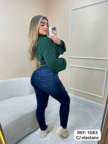 Women Jeans - 藍色 - 查看 2