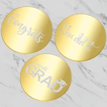 12 PCS Congrats GRAD Graduation Cupcake Toppers Acrylic You Did It Cake Cupcake Decorations - Gold - View 6