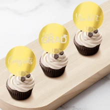 12 PCS Congrats GRAD Graduation Cupcake Toppers Acrylic You Did It Cake Cupcake Decorations - Gold - View 5