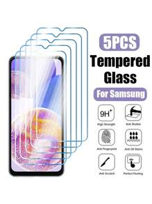 5入組Samsung Galaxy S24 Ultra A54 A14 A13 A53 A34 A33 A52 5G S23 Plus 鋼化玻璃屏幕保護貼在Samsung A32 A22 S21 上使用 - 無色 - 查看 1