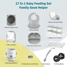 Conjunto de licuadora para alimentos para bebés Morfone 17 en 1, procesador de alimentos para bebés para frutas y carnes con contenedores para alimentos para bebés, chupete y regalo esencial para bebés - Tipo de Enchufe A USA (110-127V) - Ver 7