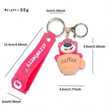 可愛草莓熊卡通鑰匙扣，迷人的鑰匙扣，鑰匙扣，鑰匙包，鞋子，手提包，汽車吊飾 - coffee - 查看 5