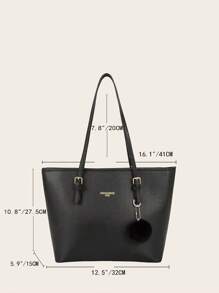 Bolso de hombro tipo tote de estilo casual de negocios con decoración de pompones, ligero, perfecto para adolescentes, mujeres, estudiantes universitarias, principiantes y trabajadores de cuello blanco. Ideal para la oficina, el trabajo, los negocios y el trayecto. El mejor bolso de trabajo para mujeres, estudiantes universitarias, perfecto para la oficina, la universidad, la escuela secundaria, el trabajo, los negocios y el trayecto. Bolso de moda con cremallera, bolso de para mujeres, elegante y llamativo bolso de trabajo para mujeres - Negro - Ver 4