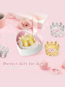 6 piezas Mini coronas con forma de corona con perlas, perfectas para decoraciones de fiesta de cumpleaños, regreso a la escuela, Día de San Valentín